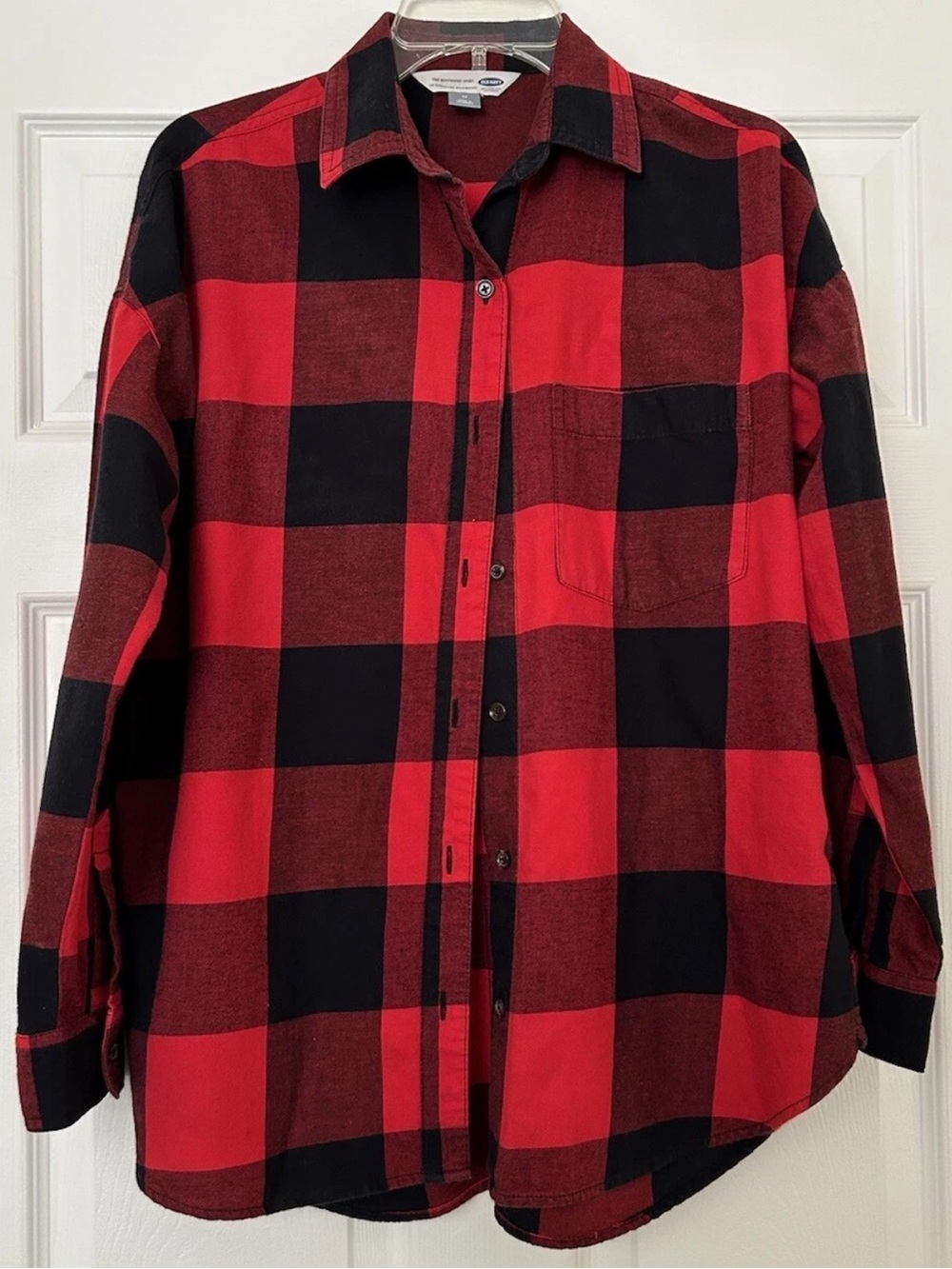 Old Navy The Boyfriend Shirt Buffalo Plaid Button-Up Flannel Size M
